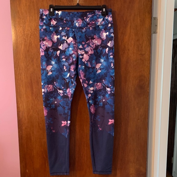 Jockey Women's Leggings with Blue and Pink Floral Design - Picture 1 of 2